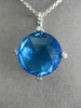 ESTATE MASSIVE 13.20CT DIAMOND & BLUE TOPAZ 14K WHITE GOLD ROPE FLOATING PENDANT