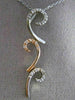 ESTATE .15CT DIAMOND 14KT WHITE & ROSE GOLD 3D FLORAL LEAF HANGING PENDANT CHAIN