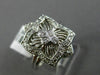 ESTATE WIDE .30CT ROUND DIAMOND 14K WHITE GOLD 3D PAVE ETOILE SQUARE FLOWER RING