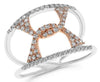 ESTATE WIDE .37CT DIAMOND 14KT WHITE AND ROSE GOLD 3D LOVE KNOT H FUN RING