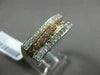 ESTATE .60CT WHITE & FANCY PINK DIAMOND 14KT TRI GOLD 3 ROW OPEN HEART LOVE RING