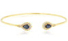 1.27CT DIAMOND & AAA SAPPHIRE 14K YELLOW GOLD TEAR DROP FLEXIBLE BANGLE BRACELET