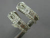 ESTATE WIDE 1.10CT DIAMOND BAGUETTE & ROUND 14K WHITE GOLD CLIP ON HOOP EARRINGS