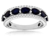 1.73CT DIAMOND & AAA SAPPHIRE 14KT WHITE GOLD 3D OVAL & ROUND SEMI ETERNITY RING