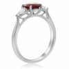 ESTATE 1.44CT DIAMOND & AAA RUBY PLATINUM 3D OVAL 3 STONE ENGAGEMENT RING