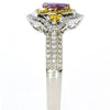 WIDE 1.26CT MULTI COLOR DIAMOND 18KT WHITE & ROSE GOLD FILIGREE ENGAGEMENT RING