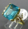 ESTATE LARGE 4.50CT DIAMOND & AAA BLUE APATITE 14KT YELLOW GOLD ENGAGEMENT RING