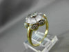 ANTIQUE WIDE .20CT DIAMOND & AAA WHITE QUARTZ 18K 2 TONE GOLD FLOWER RING #21715
