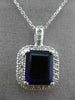 ESTATE LARGE 4.61CT DIAMOND & AMETHYST 14KT WHITE GOLD MILGRAIN FLOATING PENDANT