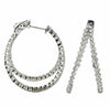 LARGE 4.20CT DIAMOND 18KT WHITE GOLD 3D V SHAPE INSIDE OUT HOOP HANGING EARRINGS