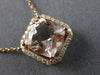 ESTATE LARGE 2.14CT DIAMOND & AAA MORGANITE 14KT ROSE GOLD SQUARE HALO NECKLACE