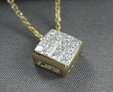 ESTATE .39CT INVISIBLE DIAMOND SQUARE 14K YELLOW GOLD PENDANT 18" CHAIN  #15617