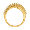 LARGE .90CT DIAMOND 14K YELLOW GOLD ROUND & BAGUETTE MULTI BAR V SHAPE FUN RING