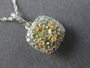 ESTATE .66CT WHITE & FANCY YELLOW DIAMOND 14K TWO TONE GOLD 3D CLUSTER PENDANT