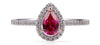 ESTATE .65CT DIAMOND & AAA RUBY 14KT WHITE GOLD PEAR SHAPE & ROUND HALO FUN RING
