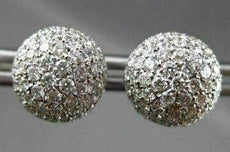 ESTATE LARGE 1.76CT ROUND DIAMOND 18KT WHITE GOLD CIRCULAR 3D PAVE EARRINGS