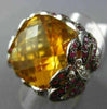 EXTRA LARGE 24.06CT DIAMOND CITRINE & RUBY 14KT WHTIE GOLD 3D BUTTERFLY FUN RING