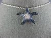 ESTATE LARGE 1.50CT DIAMOND & AAA SAPPHIRE 18KT WHITE GOLD STAR FISH FUN PENDANT