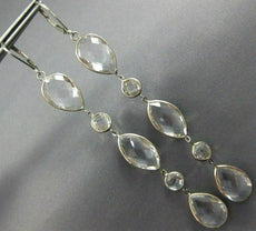ESTATE EXTRA LARGE AAA CRYSTAL 14KT WHITE GOLD 3D MULTI SHAPE HANGING EARRINGS