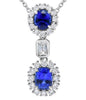 2.60CT DIAMOND & AAA SAPPHIRE 18KT WHITE GOLD 3D OVAL ROUND & BAGUETTE NECKLACE