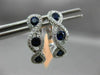 ESTATE 1.37CT DIAMOND & AAA SAPPHIRE 14K WHITE GOLD 3 STONE LOVE HUGGIE EARRINGS