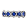 ESTATE WIDE 1CT DIAMOND & AAA SAPPHIRE 18KT WHITE GOLD 5 STONE ANNIVERSARY RING