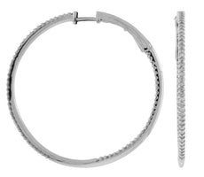 ESTATE LARGE .75CT DIAMOND 14KT WHITE GOLD 3D INSIDE OUT HOOP HANGING EARRINGS