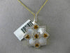 ESTATE LARGE 1.50CT DIAMOND & CITRINE 14K TWO TONE GOLD SQUARE SNOWFLAKE PENDANT