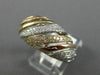 EFFY .50CT DIAMOND 14K WHITE & YELLOW & ROSE GOLD MULTI ROW WAVE DOME SHAPE RING