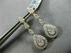 ESTATE 1.26CT DIAMOND 14KT WHITE & ROSE GOLD 3D CLUSTER TEAR DROP HALO EARRINGS