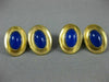 ESTATE LARGE AAA BLUE CHALCEDONY 22KT YELLOW GOLD 3D OVAL MEN'S CUFFLINKS #26235