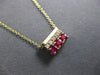 SMALL .37CT DIAMOND & AAA RUBY 14KT YELLOW GOLD 3D SQUARE FUN FLOATING PENDANT