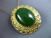 ANTIQUE LARGE AAA GREEN JADE 14K YELLOW GOLD CLASSIC FILIGREE PIN PENDANT #21962