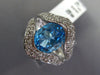 5.52CT DIAMOND & AAA BLUE TOPAZ 14K WHITE GOLD 3D OVAL STATEMENT SEMI BEZEL RING