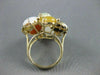ESTATE WIDE 10.0CT JADE AMBER ONYX & CARNELIAN 14KT YELLOW GOLD FLOWER RING 2775