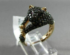 ESTATE 1.37CT ORANGE SAPPHIRE & RUBY 18KT ROSE GOLD 3D HAPPY BABY TIGER FUN RING