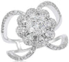 ESTATE WIDE 1.31CT DIAMOND 14KT WHITE GOLD 3D CLUSTER FLOWER LOVE KNOT FUN RING