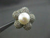 ESTATE LARGE 3.32CT DIAMOND 18KT WHITE GOLD PEARL FLOWER PAVE RING STUNNING!!