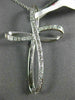 ESTATE LARGE .35CT DIAMOND 14KT WHITE GOLD 3D SWIRL PAVE CROSS PENDANT #11433