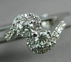 ESTATE .69CT DIAMOND 14KT WHITE GOLD 3D TWO STONE INFINITY PROMISE LOVE RING