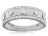 WIDE .34CT DIAMOND 14KT WHITE GOLD ETOILE 3 ROW UNISEX WEDDING ANNIVERSARY RING