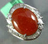 ESTATE WIDE 4.0CT DIAMOND & AAA RED JADEITE 14KT WHITE GOLD OVAL HEART LOVE RING