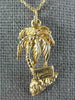 ESTATE 14KT YELLOW GOLD 3D HANDCRAFTED HAWAII PALM TREE FLOATING PENDANT #25055