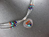 LARGE & LONG AAA MULTI GEM 925 SILVER FILIGREE HEART BY THE YARD NECKLACE #28012