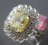 LARGE 5.57CT WHITE & FANCY YELLOW DIAMOND 18K 2 TONE GOLD FLOWER ENGAGEMENT RING