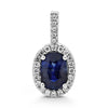 1.37CT DIAMOND & AAA SAPPHIRE 14KT WHITE GOLD 3D OVAL HALO LOVE FLOATING PENDANT