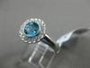 ESTATE WIDE 1.27CT DIAMOND & AAA BLUE TOPAZ 14KT WHITE GOLD HALO ENGAGEMENT RING