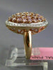 ESTATE LARGE 1.64CT PINK & WHITE DIAMOND 18KT 2 TONE GOLD 3D OVAL FILIGREE RING