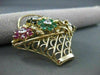 ANTIQUE 2.85CT DIAMOND & SAPPHIRE RUBY EMERALD FLOWER BASKET PENDANT PIN #1866
