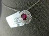 ESTATE .68CT DIAMOND & AAA RUBY 18KT WHITE GOLD OVAL DOUBLE HALO CLASSIC PENDANT